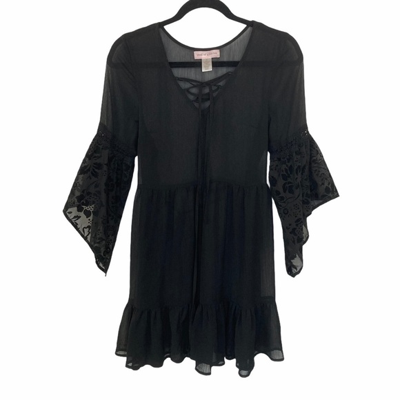 Band of Gypsies Sheer Ruffle Dress w/Neck Laces - Picture 2 of 11